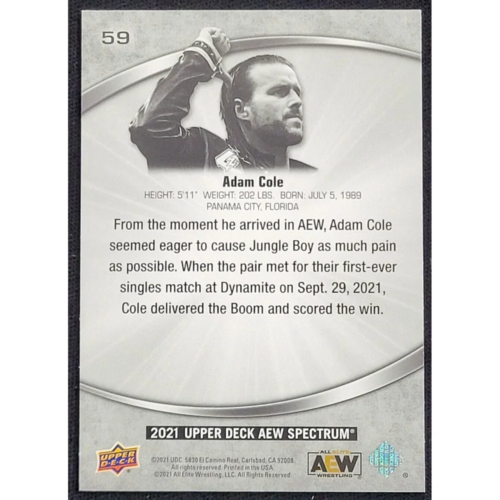 2021 UPPER DECK AEW SPECTRUM ADAM‎ COLE ALL ELITE WRESTLING